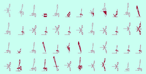 set of cut here cartoon icon design template with various models. vector illustration isolated on blue background