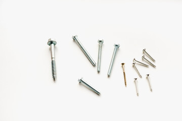bolts with nuts on a white background, bolts and nuts