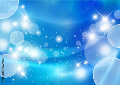 輝く星と曲線と水玉模様 宇宙のイメージ 背景素材 青 Wall Mural Yx2k