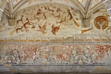 16th-century murals paintings, Casas Pintadas, Evora, Portugal
