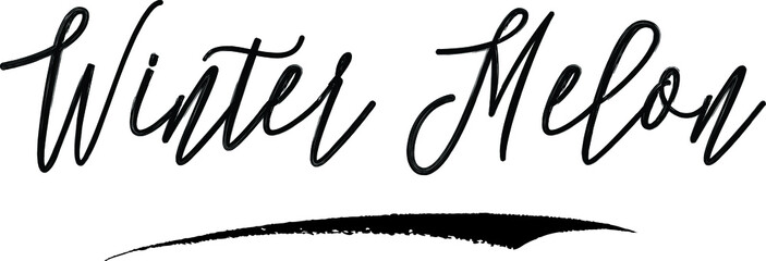 Winter melon Brush Calligraphy Handwritten Typography Text on
White Background