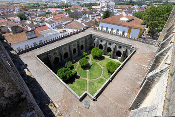 Nossa Senhora da Assun&ccedil;ao Cathedral, Gothic cloister viewed from the roof, Evora, Alentejo, Portugal