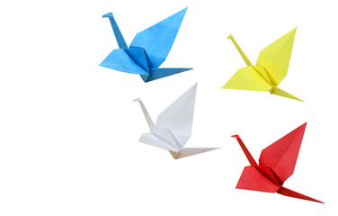 Origami paper cranes, flocking