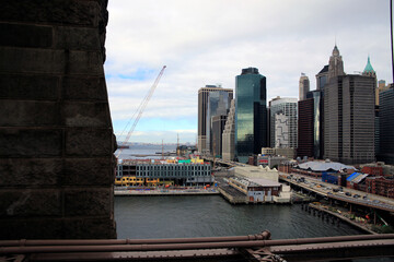 Die Brooklyn-Bridge verbindet Manhattan mit Brooklyn. , New York City, New York, USA