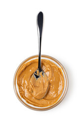 Creamy peanut butter in spoon