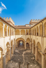 Fototapeta premium Celano, Italy - one of the most picturesque villages of the Apennine Mountains, Celano is topped by the wonderful Piccolomini Castle, dated 14th century. Here it's interiors