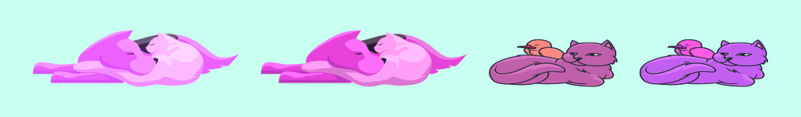 set of cartoon dogs and cats design template with different color. vector illustration isolated on blue background