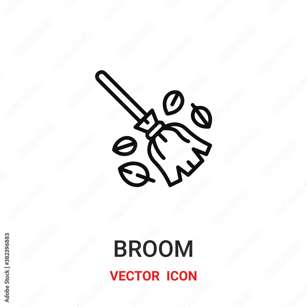 Poster broom icon vector symbol. broom symbol icon vector for your design. modern outline icon for your web
