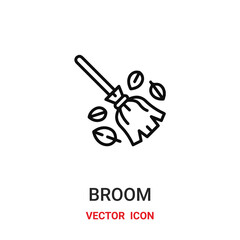 broom icon vector symbol. broom symbol icon vector for your design. Modern outline icon for your website and mobile app design.