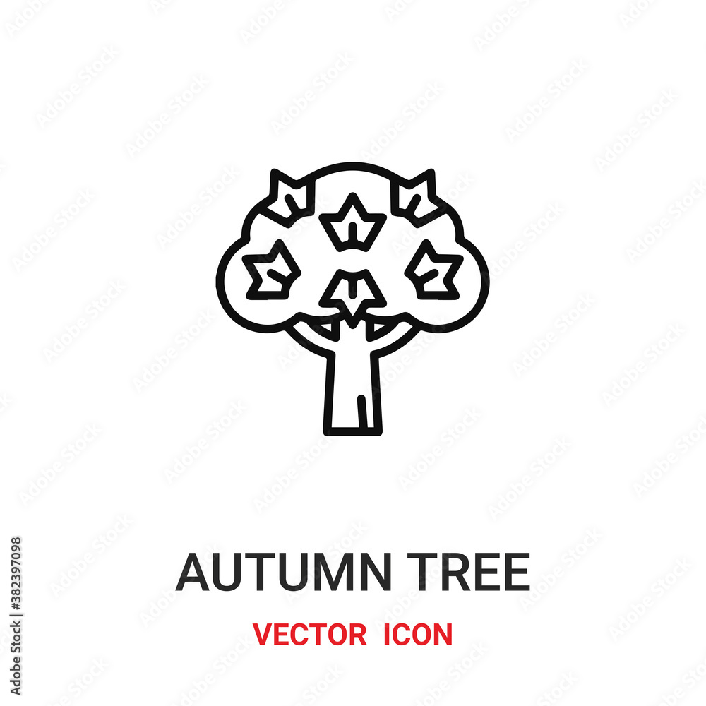 Poster autumn tree icon vector symbol. autumn tree symbol icon vector for your design. modern outline icon 