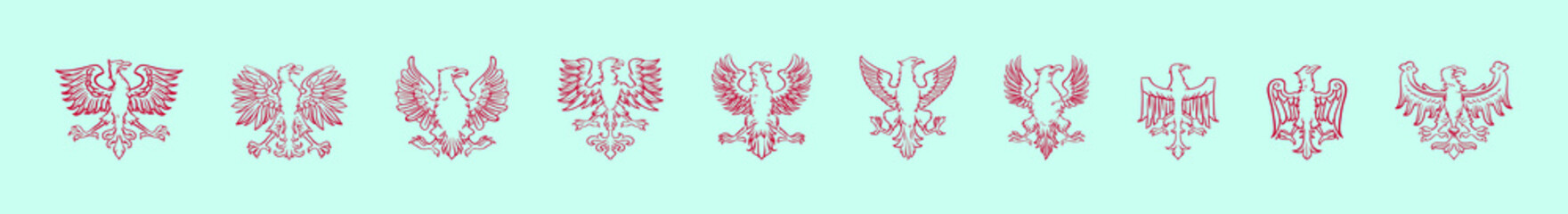 Fototapeta premium set of eagle cartoon icon design template with various models. vector illustration isolated on blue background