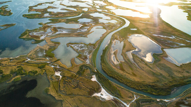 Unusual islands on a beautiful lake