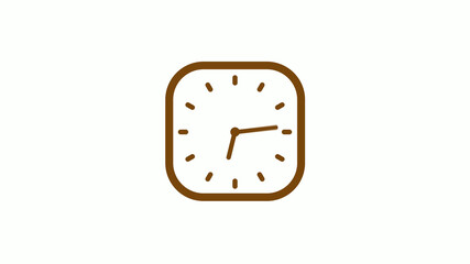 Orange dark color square 12 hours clock icon on white background,Clock icon