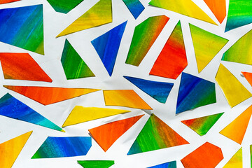 colored pieces .  colorful papers