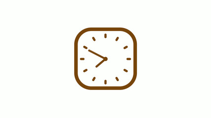Orange dark color square 12 hours clock icon on white background,Clock icon
