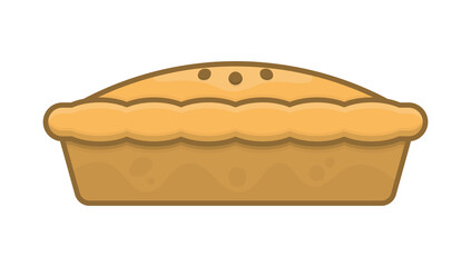 pie illustration or icon. autumn or thanksgiving food. flat style with outline. UI element design