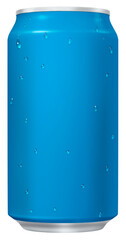 12oz blue soda can with water drops