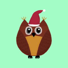 isolated New Year owl on a green background