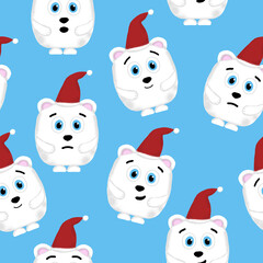 New Year seamless pattern with polar bears on a background