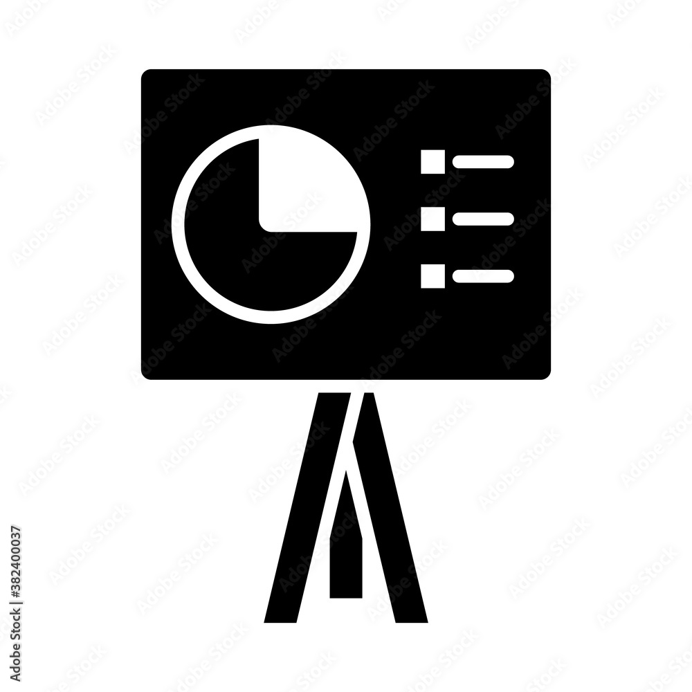 Poster presentation board with data chart, silhouette style