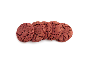Cherry velvet cookies on a white background.