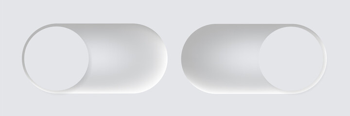 Switch slide vector illustration in modern neumorphism style, neomorphic slides illustration