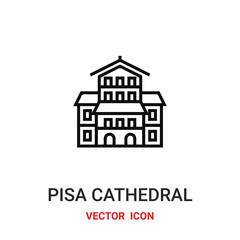 Pisa cathedral vector icon. Modern, simple flat vector illustration for website or mobile app. Cathedral symbol, logo illustration. Pixel perfect vector graphics	