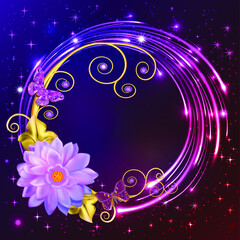 illustration abstract background with flowers and butterflies with gems