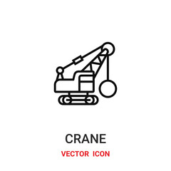 crane icon vector symbol. crane symbol icon vector for your design. Modern outline icon for your website and mobile app design.