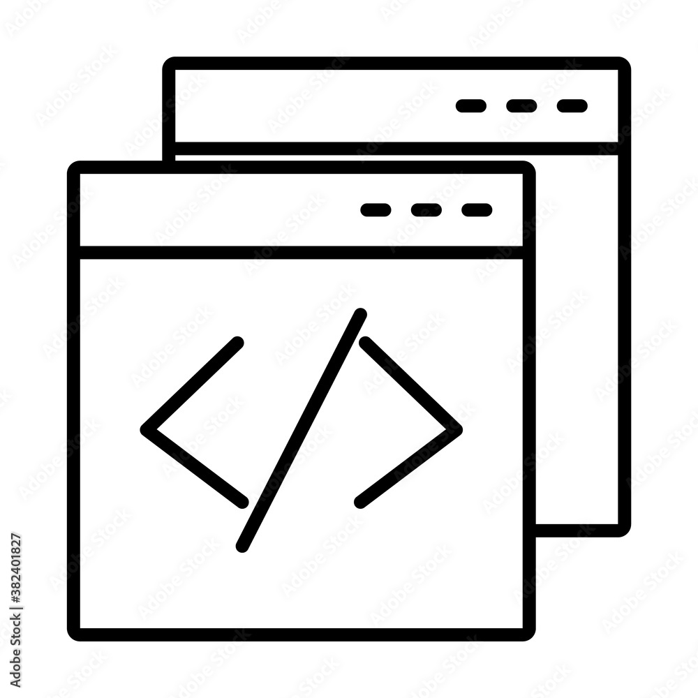 Poster web browser coding icon, line style