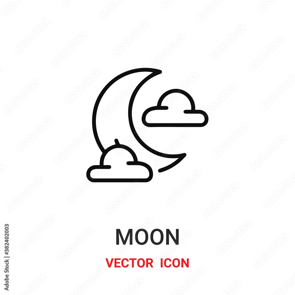 Poster moon icon vector symbol. moon symbol icon vector for your design. modern outline icon for your websi