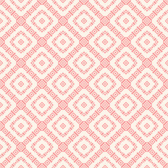 Geometric square texture. Pink vector seamless pattern with rhombuses, diamonds, squares, grid, lattice, tiles. Elegant geo ornament. Checkered background. Repeat design for decor, wallpaper, textile
