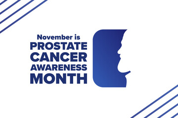 Prostate Cancer Awareness Month. No shave november. Holiday concept. Template for background, banner, card, poster with text inscription. Vector EPS10 illustration.