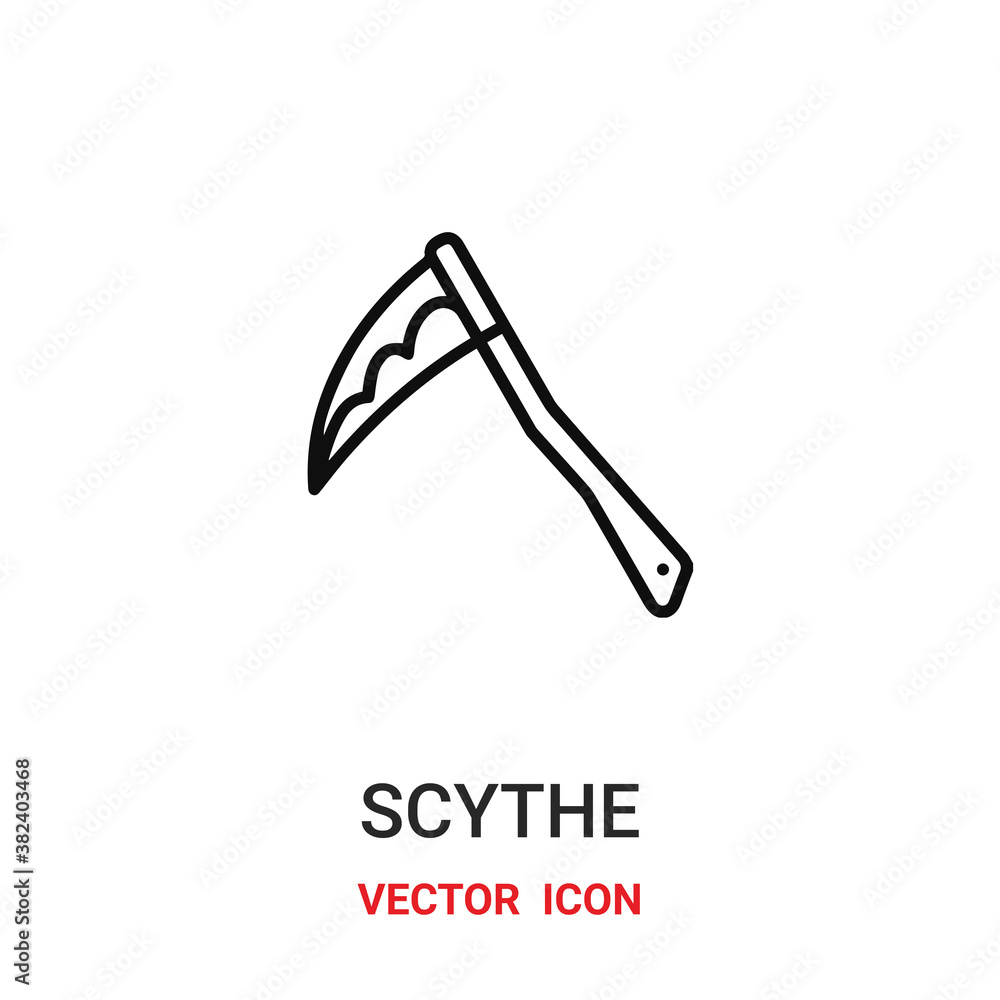 Poster scythe icon vector symbol. scythe symbol icon vector for your design. modern outline icon for your w