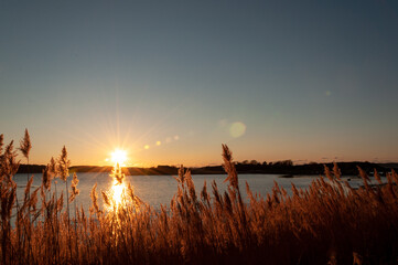 sunset over lake