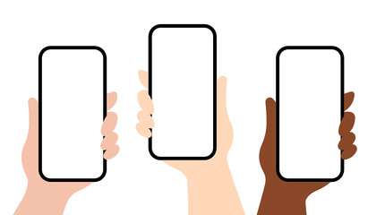 Set of hand holding a phone