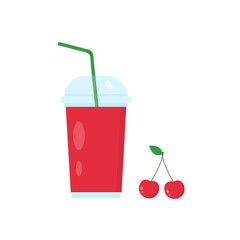 This is a cherry juice on white background.