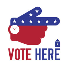 VOTE HERE. Polling place sign