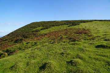 Gower Peninsular Rhossilli Bay Panoramic with Green Hills surrounding the Sandy Bay - Green Welsh Hillsides