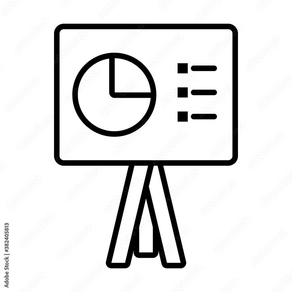 Poster presentation board with data chart, line style
