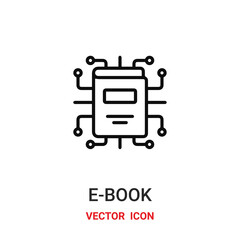 e-book icon vector symbol. e-learning symbol icon vector for your design. Modern outline icon for your website and mobile app design.