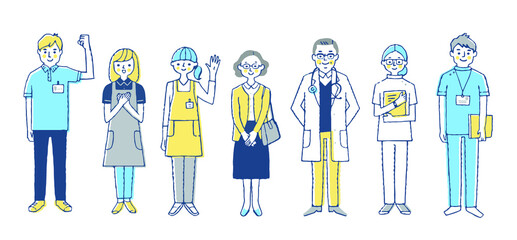 福祉・医療従事者　人物7人セット