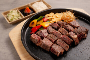 Tepanyaki - japanese grilled beef on pan
