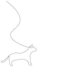 Cat drawing on white background. Vector illustration