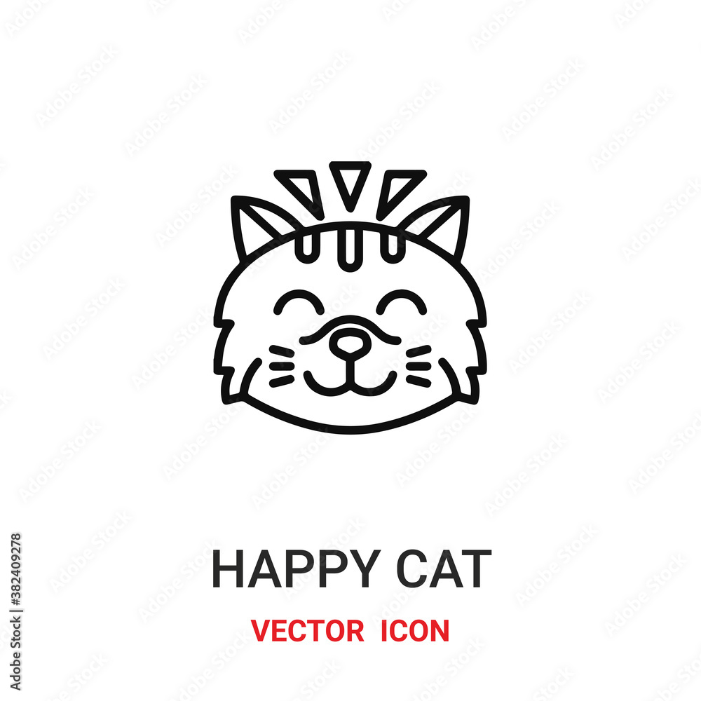 Poster happy cat icon vector symbol. happy cat symbol icon vector for your design. modern outline icon for 