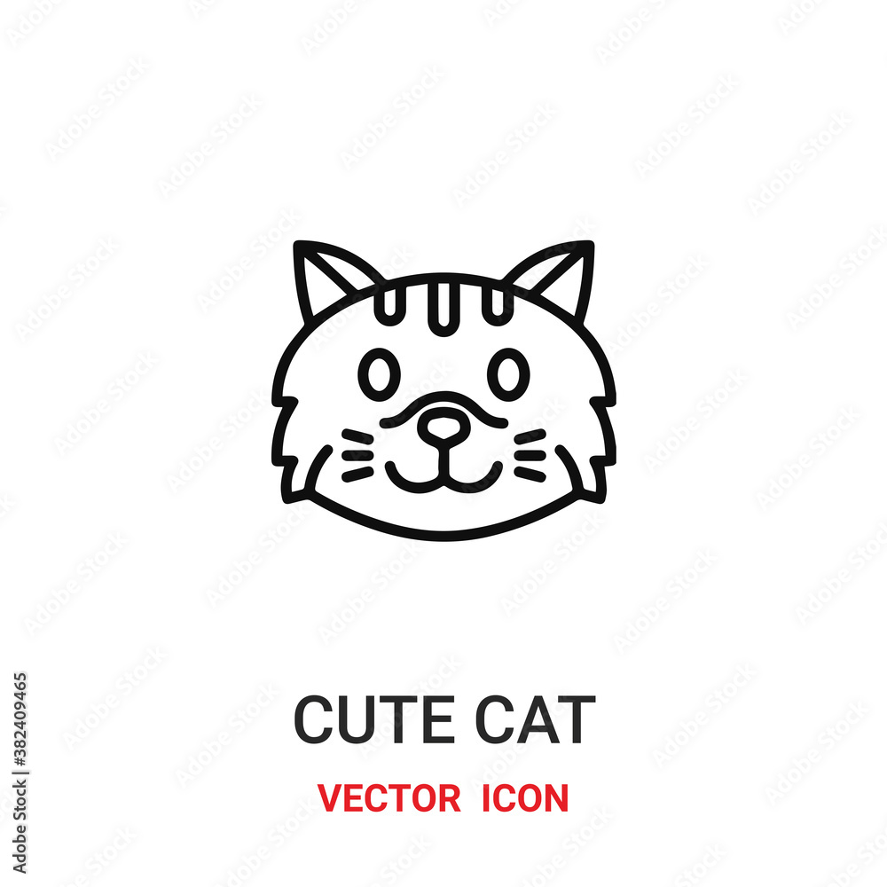 Poster cute cat icon vector symbol. cute cat symbol icon vector for your design. modern outline icon for yo