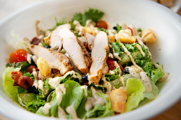 healthy food big portion  chicken salad