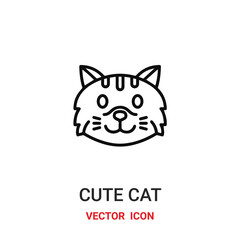 cute cat icon vector symbol. cute cat symbol icon vector for your design. Modern outline icon for your website and mobile app design.