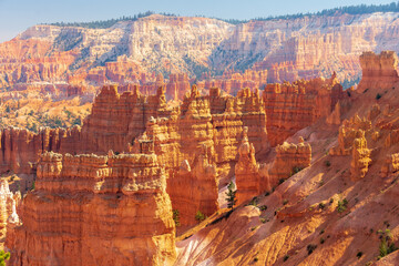Scenic view of stunning red sandstone and hoodoos in Bryce Canyon National Park