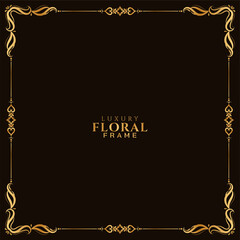 Luxury golden floral frame design stylish background